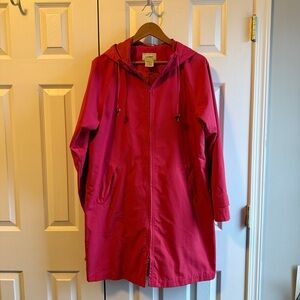 LL Bean Women's Watermelon Pink / Red Hooded Raincoat / Jacket | Large